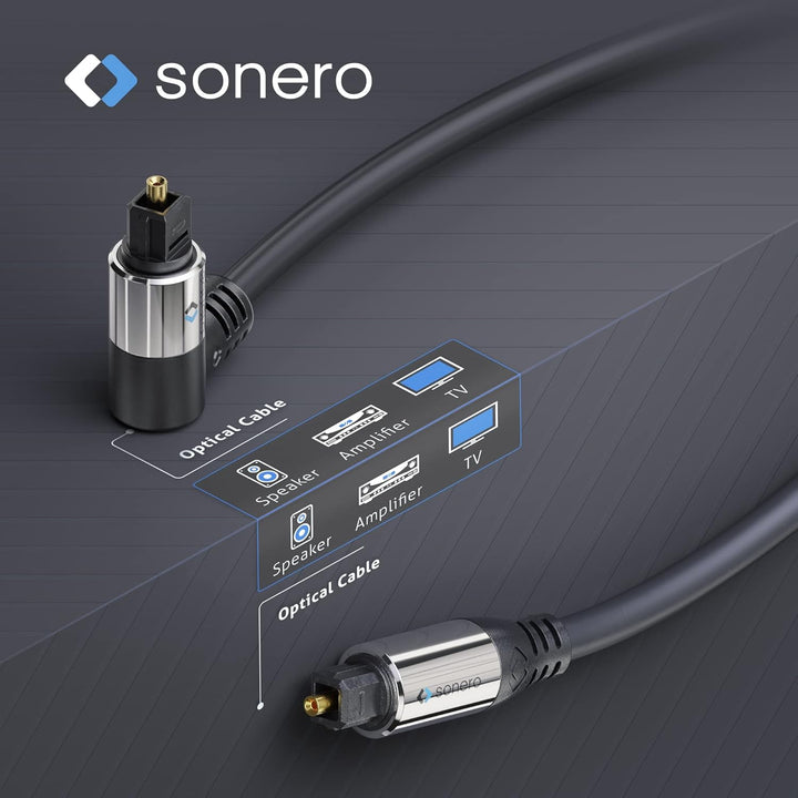 Sonero Optisches Audio Kabel 1x90° 10,0m 1x 90° Stecker 10,0m, 1x 90° Stecker 10,0m