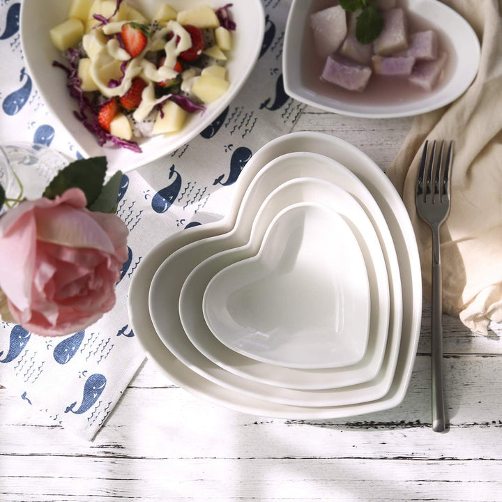 Cute Heart Bowl Dipping 5er-Set, Beilagenschalen aus Keramik, Dessertschale für Obst/EIS/Pudding/Cre