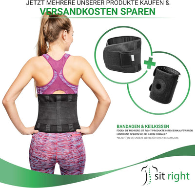 sit right Rückenbandage - Rückengurt zur Stabilisierung der Lendenwirbel - Rückengürtel für Damen &