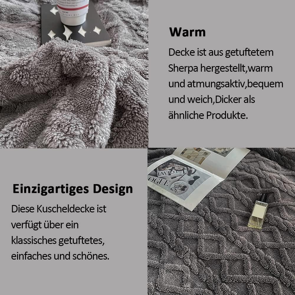WONGS BEDDING Kuscheldecke 150x200 Flauschig Sherpa Decke,Sofaüberwurf Fleecedecke,Dick Sofadecke Do