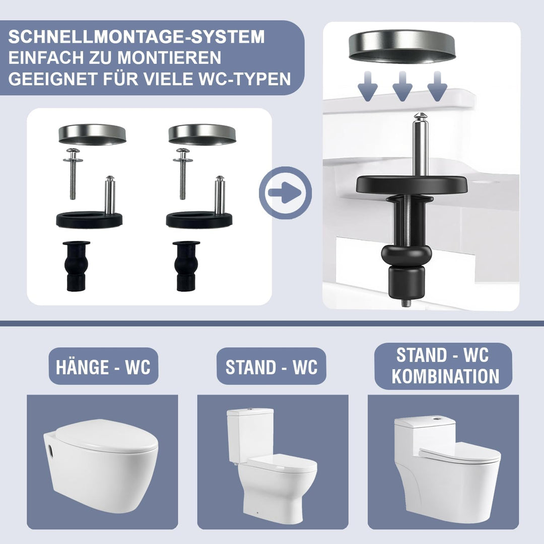 WC-Sitz mit Absenkautomatik & Quick-Release Weiss Oval antibakterieller toilettendeckel aus Urea-Dur
