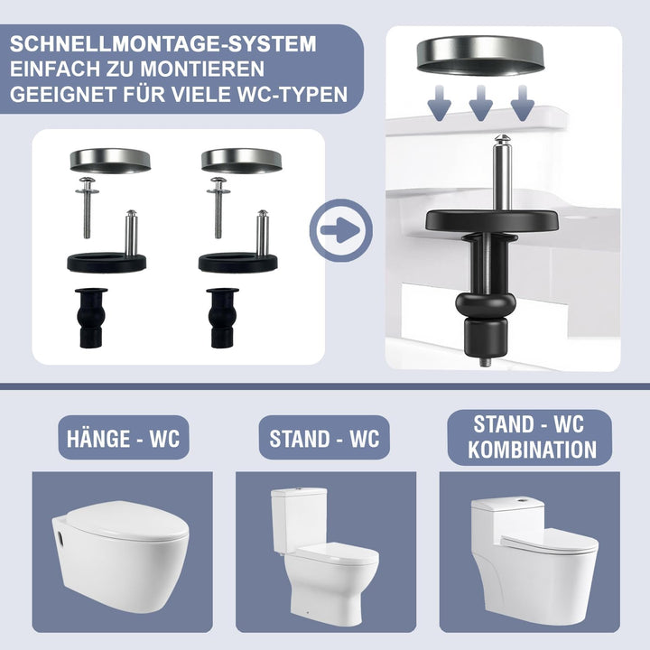 WC-Sitz mit Absenkautomatik & Quick-Release Weiss Oval antibakterieller toilettendeckel aus Urea-Dur