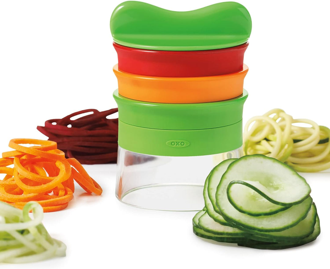 OXO Good Grips Hand-Spiralschneider mit 3 Klingen aus mehrfarbigem Edelstahl 3-Blade, 3-Blade