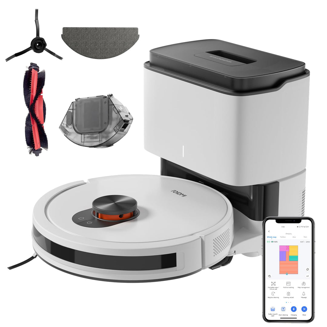 ROIDMI EVE CC Saugroboter mit Wischfunktion, 2.5L Automatischem Schmutzbehälter Kehren Saugen Wische