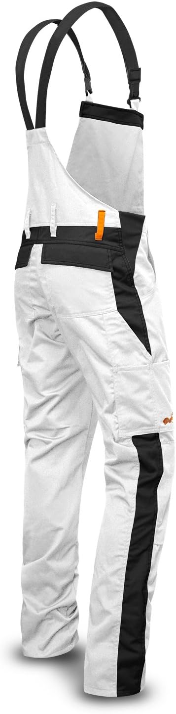 strongAnt Latzhose Herren Stretch Arbeitshose Arbeitslatzhose mit Kniepolstertaschen Schwarz Grau We