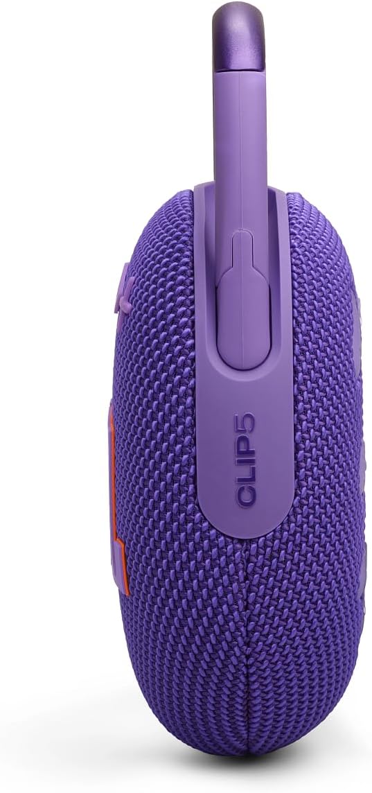 JBL Clip 5 in Lila – Tragbare Bluetooth-Lautsprecher-Box mit JBL Pro Sound, tiefem Bass und Playtime