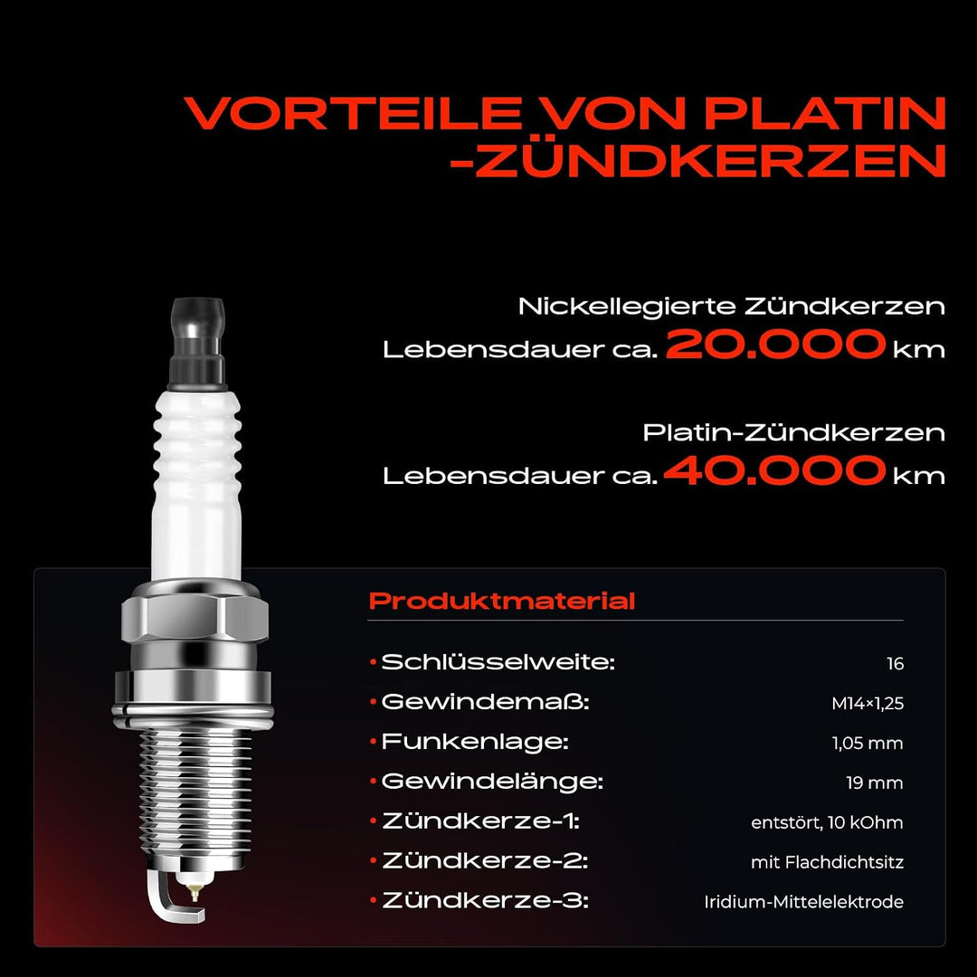 Frankberg 6x Zündspule Zündkerzen Satz Benzin Kompatibel mit W169 2004-2012 W245 2005-2011 W202 W203