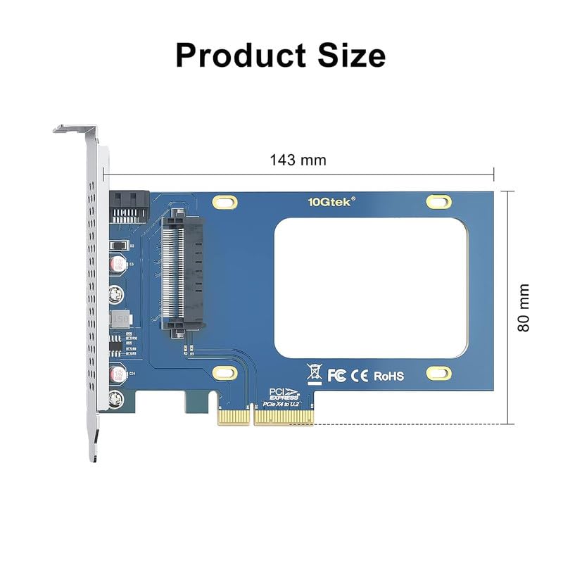 U.2 SFF-8639 auf PCIe Adapter, PCIe 3.0 X4 Erweiterungskarte für 2.5’’ U.2 NVMe SSD or 2.5" SATA SSD