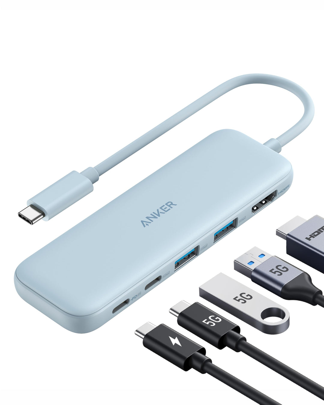 Anker USB C Hub, 332 USB-C Hub (5-in-1) mit 4K HDMI Display, 5Gbps Datenanschluss und 2 USB-A Ports