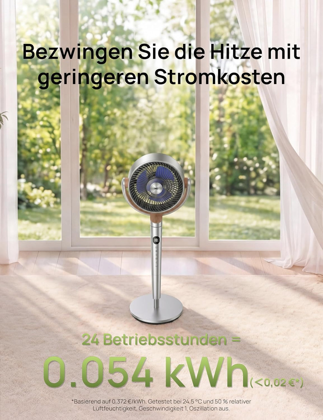 Dreo 23dB leiser Standventilator, 120°+120° Omni-direktionale oszillierende Ventilator, 24M Windentf
