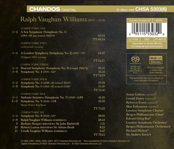 Ralph Vaughan Williams: Die Sinfonien, Audio-CD