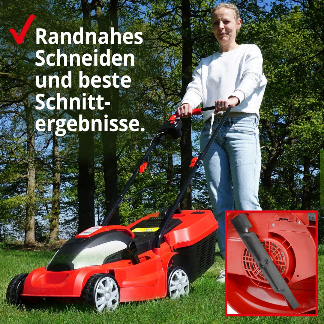 (NEU) HECHT Elektrorasenmäher Mäher mit 1400 Watt Elektro Motor und 34 cm Schnittbreite für schöne g