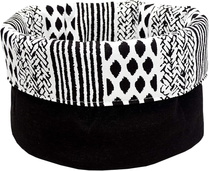 Lashuma Brötchenkorb schwarz - weiss, Aufbewahrungskörbchen rund 22x13 cm, Korb Motiv: Geometric, Ge
