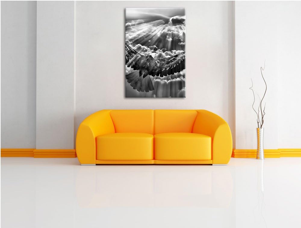 Pixxprint Adler über den Wolken als Leinwandbild | Grösse: 100x70 cm | Wandbild | Kunstdruck | ferti