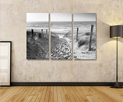 islandburner Bild Bilder auf Leinwand Weg zum Meer Schwarz/Weiss Nordseestrand 3p XXL Poster Leinwan