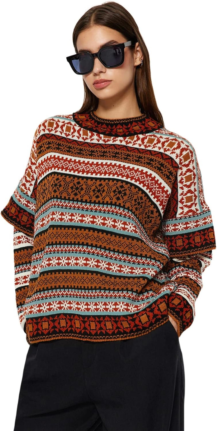 TRENDYOL Damen Oversize Basic Standing Collar Knitwear Sweater Pullover M Camel, M Camel
