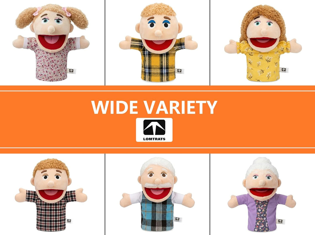 LOMTRATS Familie Handpuppen für Kinder, beinhaltet Opa, Oma, Papa, Mama, Tochter, Sohn mit beweglich