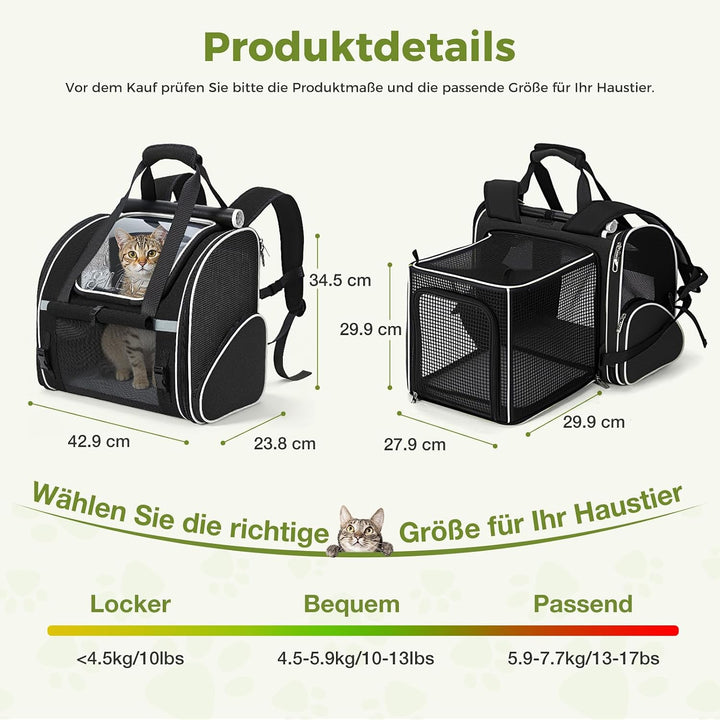 Lekesky Katzenrucksack Bubble Haustier Rucksack mit Netzfenster, Hunderucksack Erweiterbar Tragbare