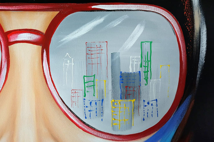 Monica Mirafiori I 100% HANDGEMALT I Gemälde ... mit Brille 90x60cm | Gemälde Handgemalt | Acrylgemä