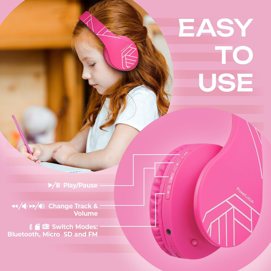 Kinder Kopfhörer, PowerLocus KinderKopfhörer Bluetooth mit 85dB Lautstärkebegrenzung, Faltbar mit Tr