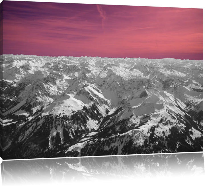 kollossalen Alpen mit Schneespitzen schwarz/weiss Format: 100x70 auf Leinwand, XXL riesige Bilder fe