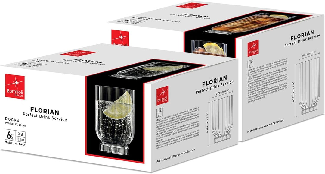 12pc Klar Florian Glaswaren-Set - Gemischt Glas Highball Cocktail Gin-Gläser & Wasser Whiskey Trinkb