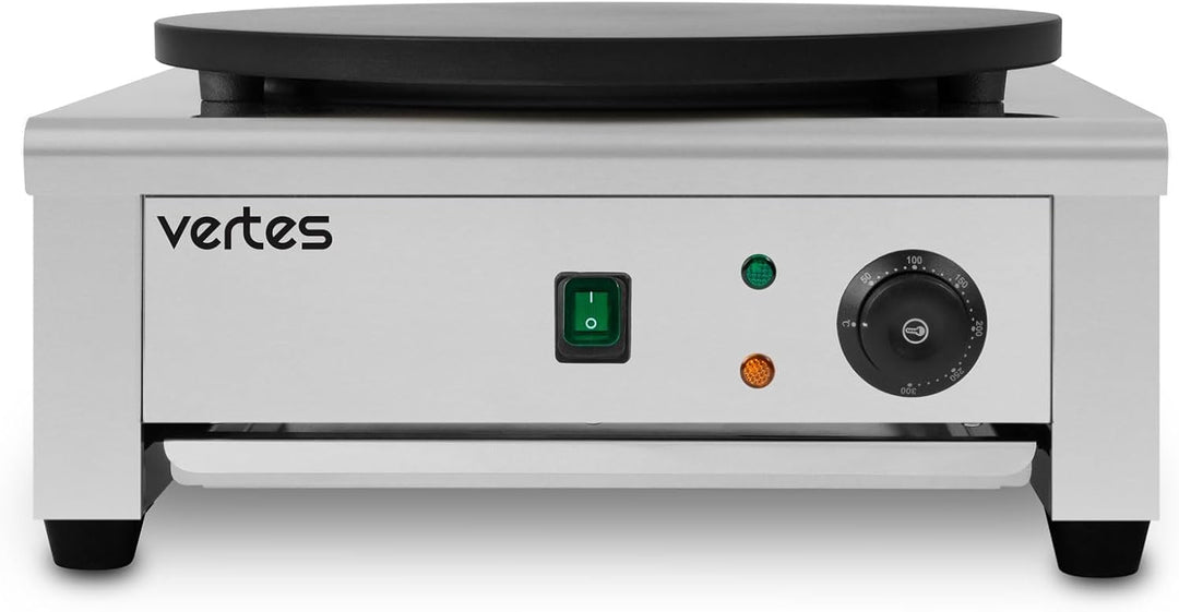 Crepes Maker Crepesplatte Crepesmaker Elektrisch aus Edelstahl mit 40cm Platte (3000W, Antihaftbesch