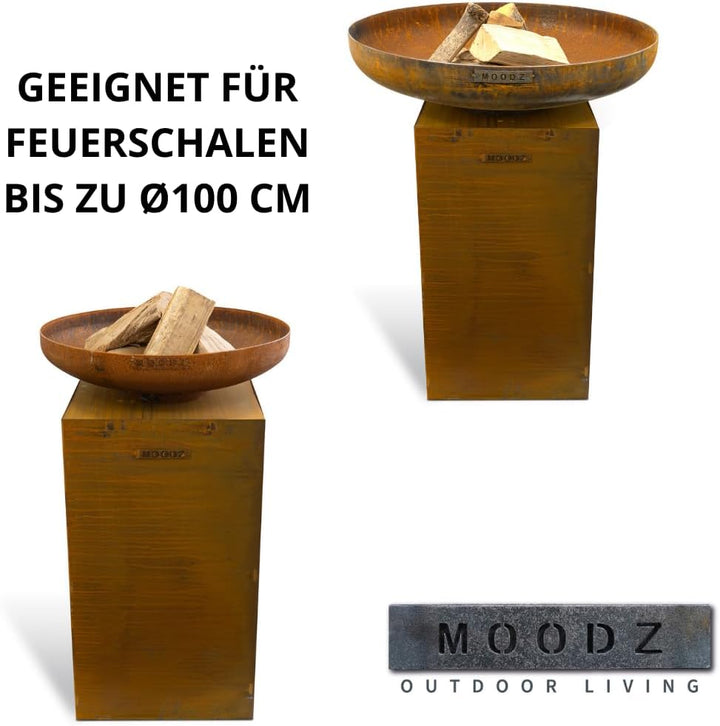 MOODZ Outdoor Living Sockel für Feuerschale zu Ø100 cm - Sockel von Cortenstahl - Design-Sockel für