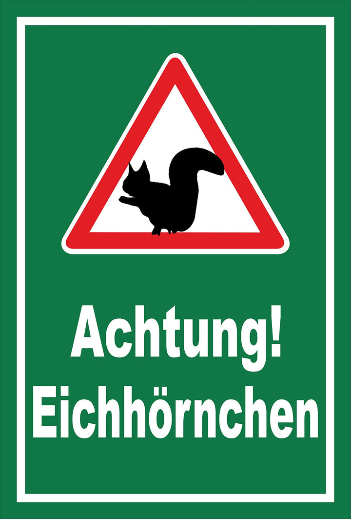 Melis Folienwerkstatt Schild Achtung Eichhörnchen - 60x40cm - Bohrlöcher - 3mm Aluverbund – 20 VAR S