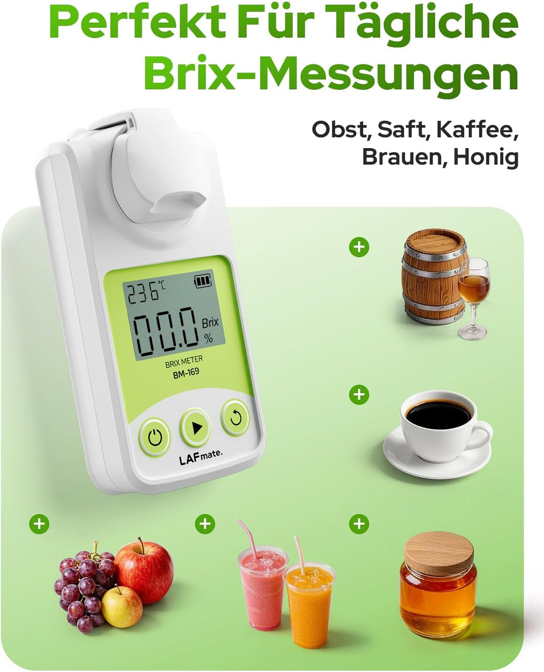 Digital Brix Refractometer 0-95% LAFMATE Brix Mater for Honey Maple Syrup, Sugar Refractometer with