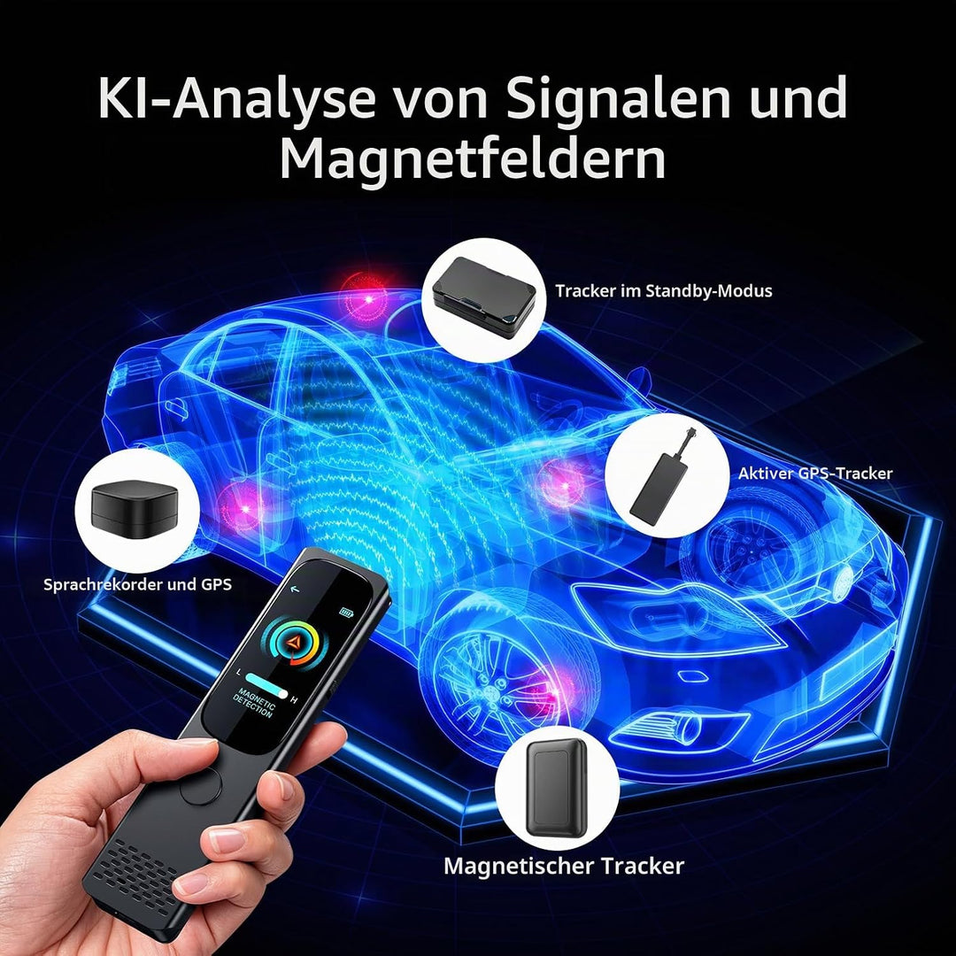 Wanzen Detektor Touchscreen, 6-in-1 Kamera Detektor mit KI-Erkennung | Hidden Camera Detector, GPS-T