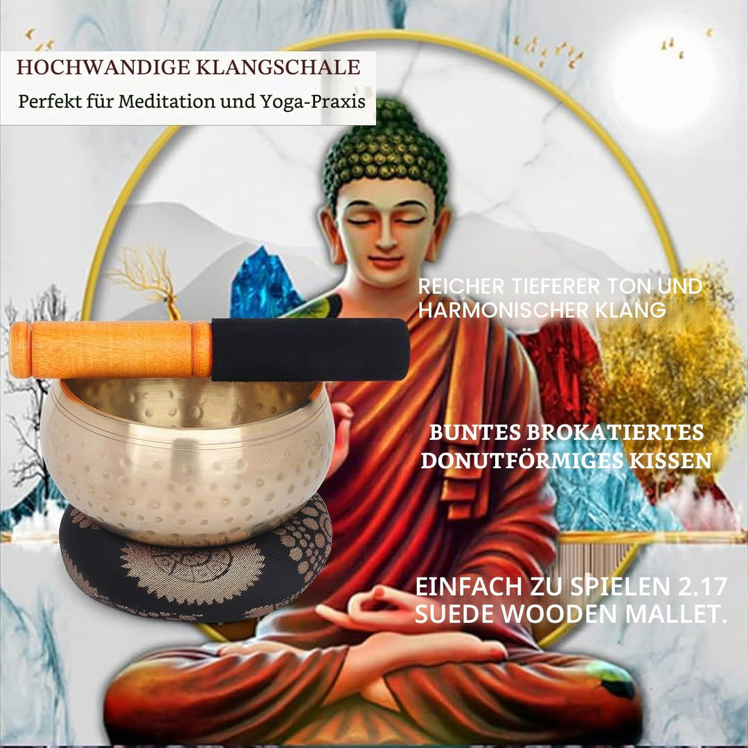 Zap Impex Schöne Klangschale aus Messing, handgehämmert, tibetische Meditation, Yoga, 10,2 cm Single