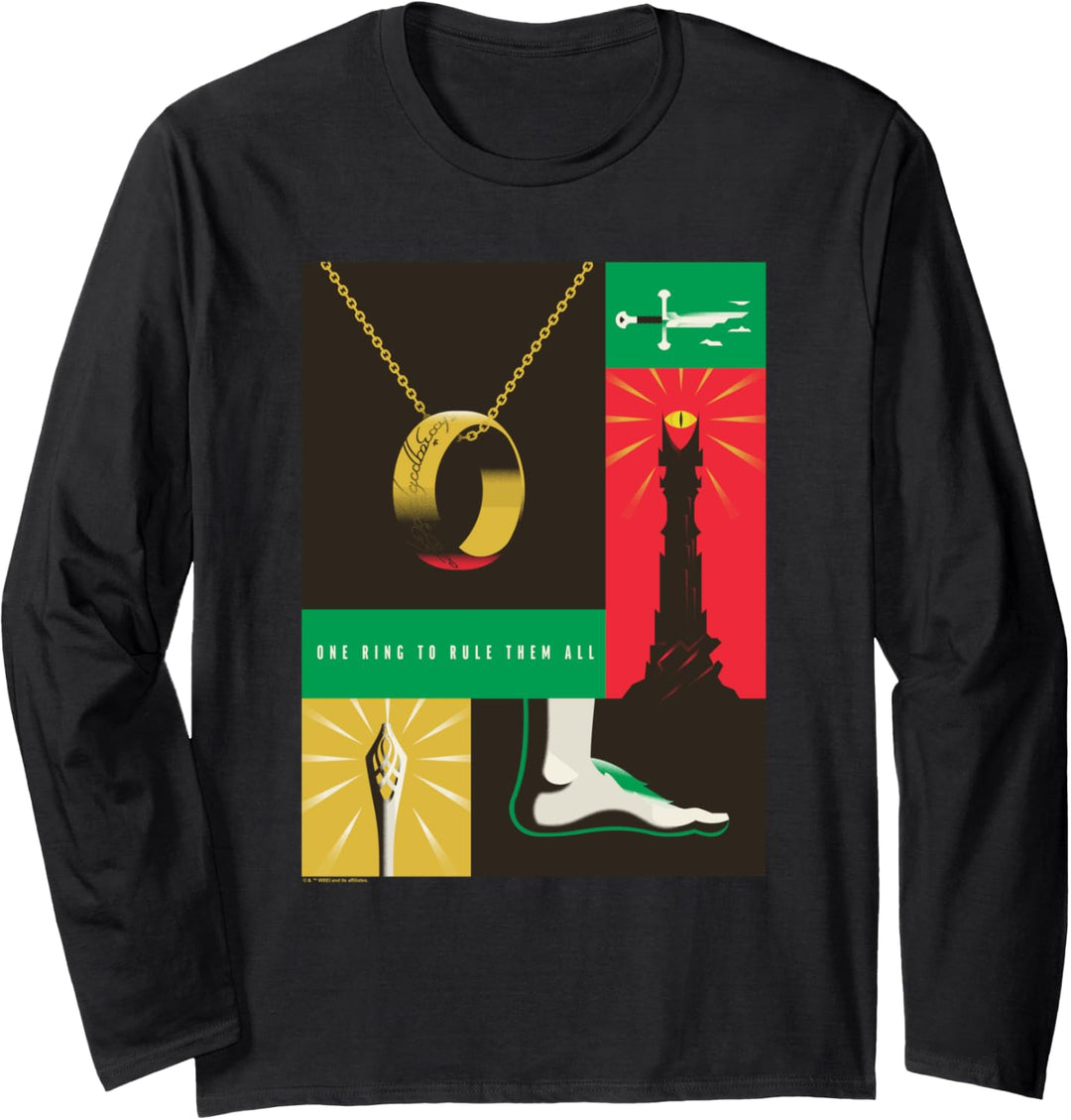 WB 100: Lord of the Rings One Ring To Rule Them All Icons Langarmshirt