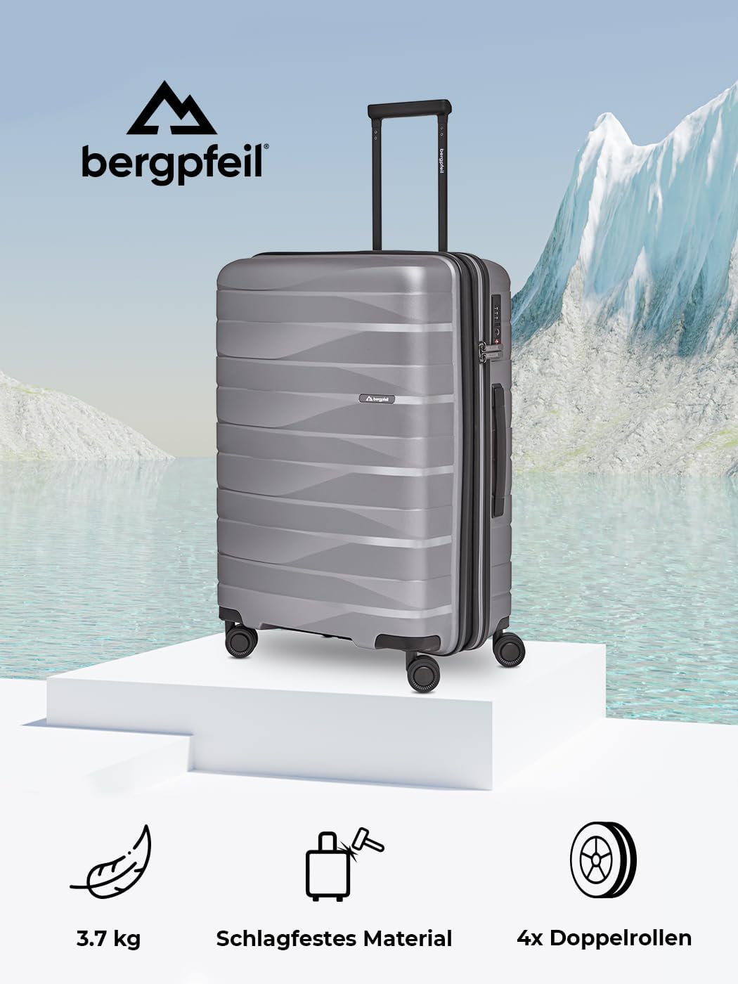 Mittelgrosser Hartschalen Check-in Koffer |Trolley erweiterbar 45 x 27 x 66 cm aus hochwertigem Poly