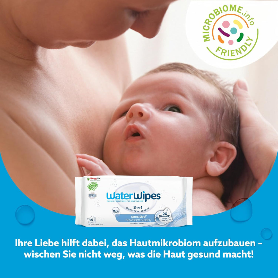 WaterWipes Original plastikfreie Feuchttücher für Babys und Kleinkinder 1080 Stück (18 Packungen), h