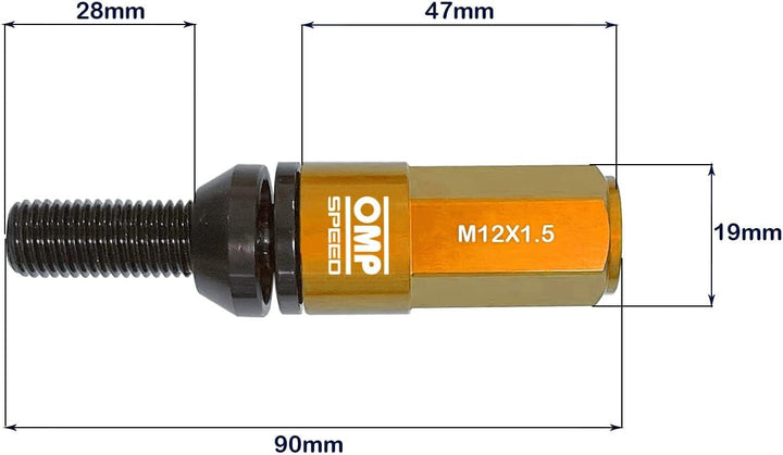 Omp Speed Schraubenset Performance mit Aluminiumschutz M12X1.5 Hex 17-19, L 28 mm, Aluminium Orange