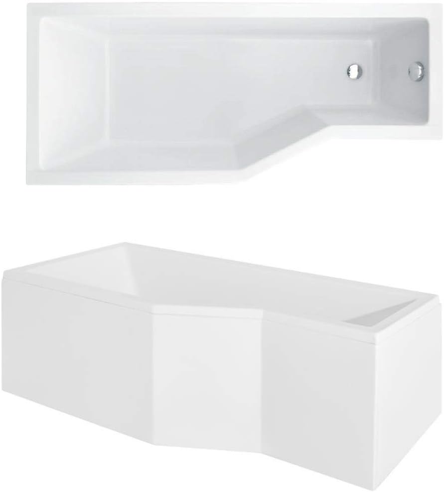 ECOLAM Duschbadewanne Set Badewanne + Badewannenabtrennung Duschwand Eckbadewanne Integra 150x75 cm