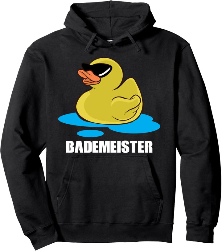 Lustige Gelbe Badeente Quietscheente Schwimmen Bademeister Pullover Hoodie