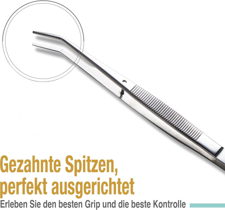 Beaditive 15,5 cm Pinzettenset für Nähmaschinen (10-teilig) mit gezahnten, gebogenen Spitzen | Profe