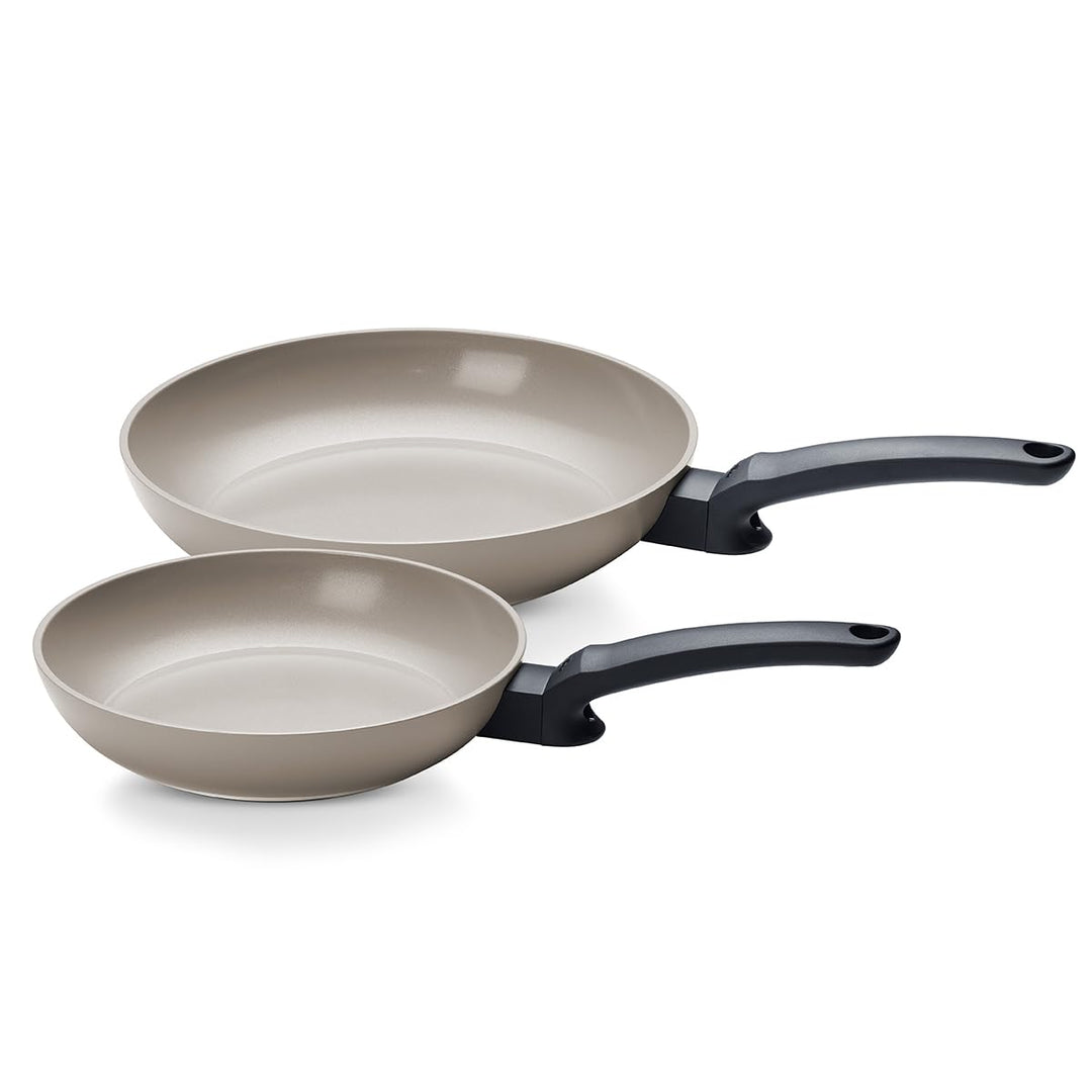 Fissler Ceratal Evo Classic Pfannen-Set 2-teilig (Ø 24 cm + Ø 28 cm, Warmgrau) – Keramikpfannen herg