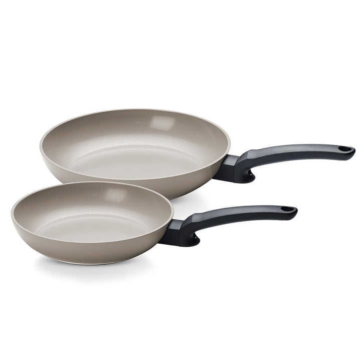 Fissler Ceratal Evo Classic Pfannen-Set 2-teilig (Ø 24 cm + Ø 28 cm, Warmgrau) – Keramikpfannen herg