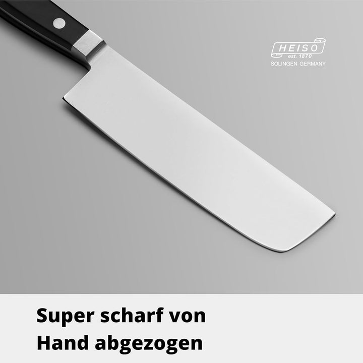 HEISO Nakiri Messer mit 17cm Klingenlänge, Geschmiedetes Gemüsemesser mit Griff aus pflegeleichtem K