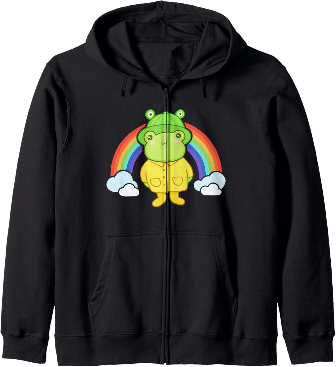 Cute Frog with Hat Rainbow Kawaii Aesthetic Cottagecore Frog Kapuzenjacke