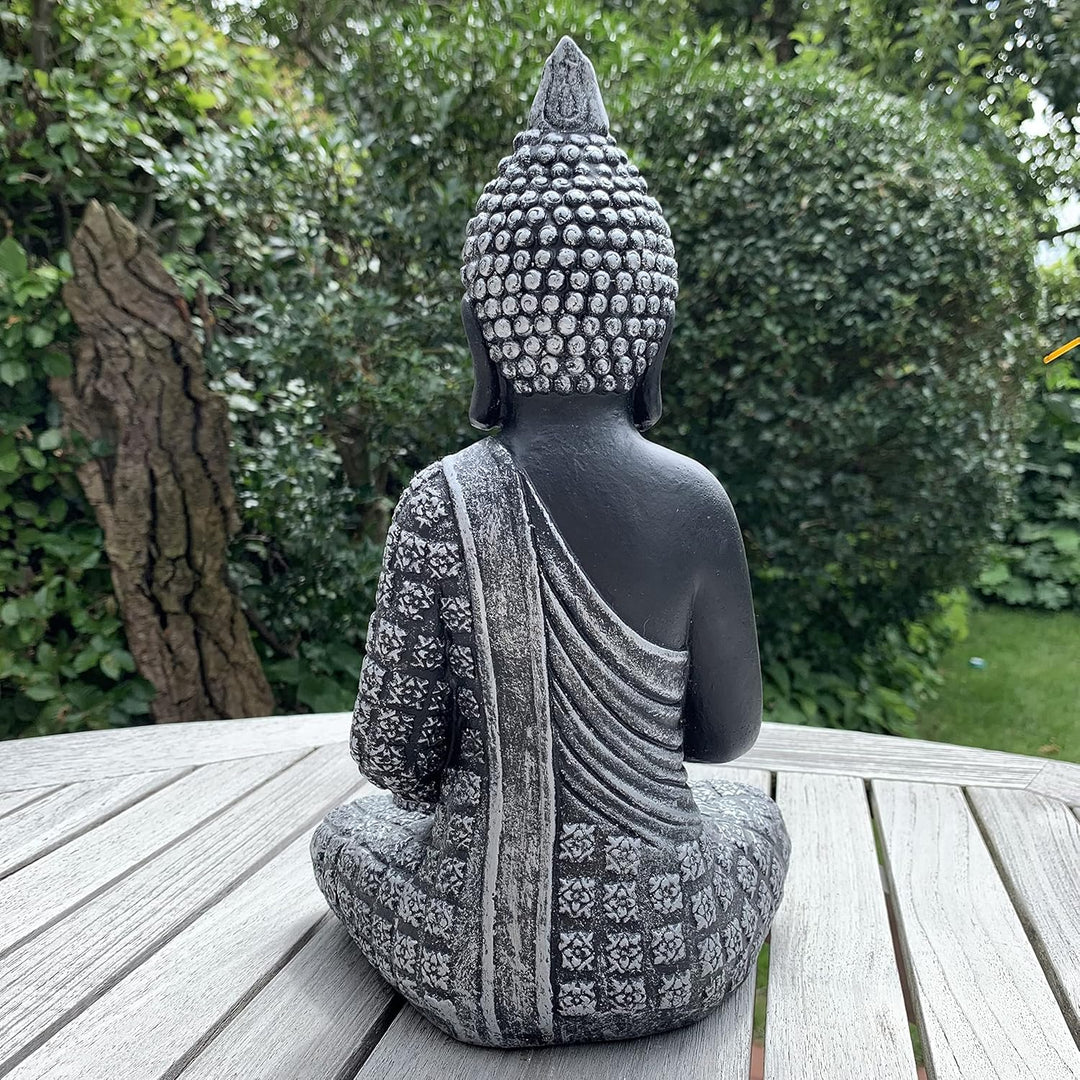 K&L Wall Art Sitzende Buddha Figur für Innen- und Aussenbereich 33cm Feng Shui Deko Kunststein Statu