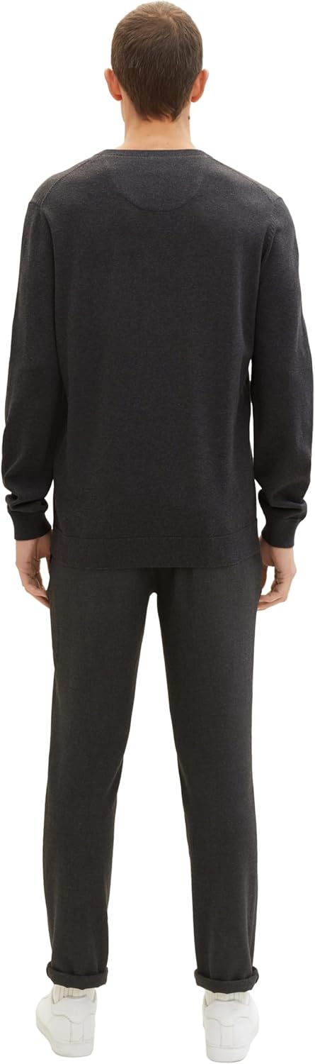 TOM TAILOR Herren Pullover, 10617 - Black Grey Melange
