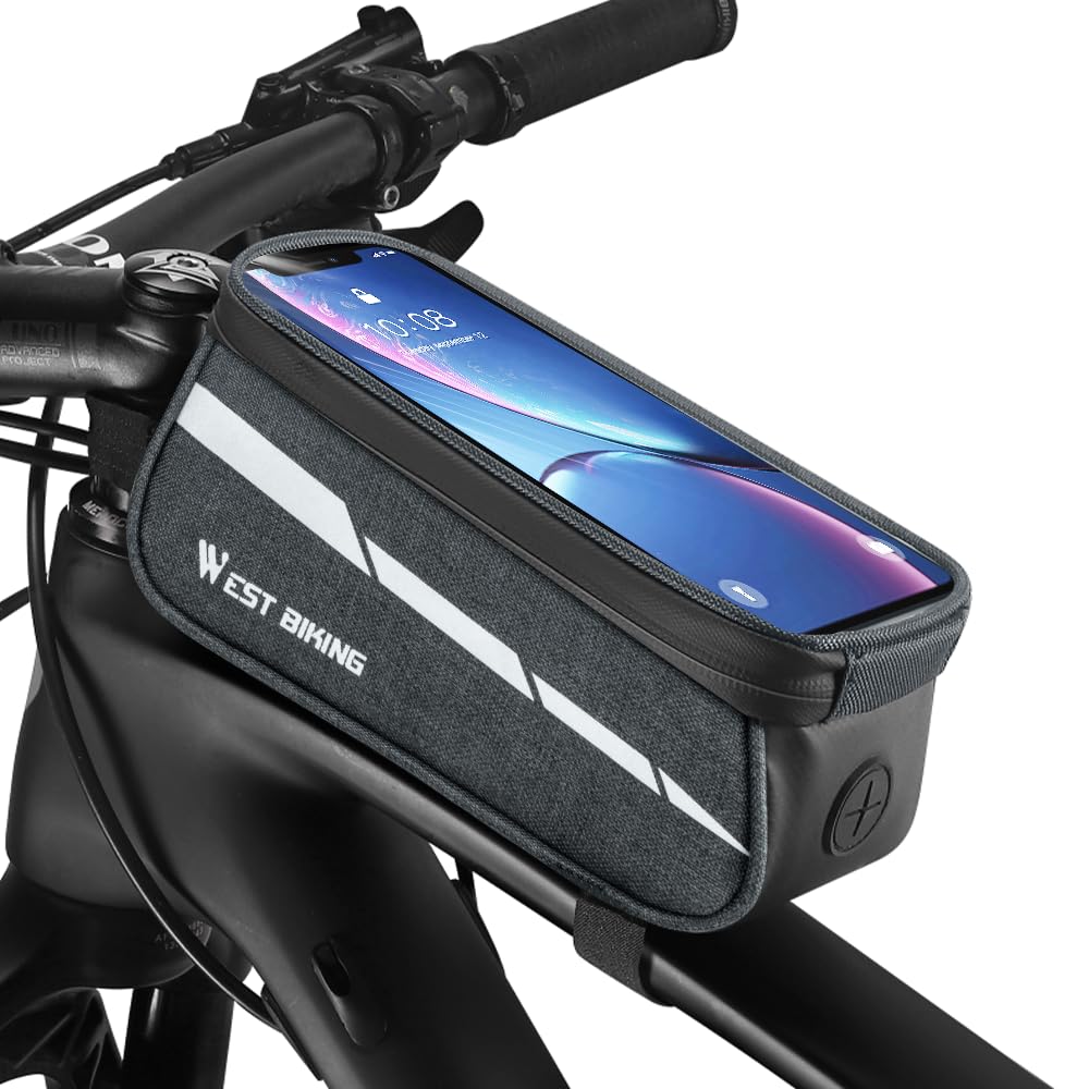 Fahrrad Rahmentasche Lenkertasche mit Handytasche, 1L Oberrohrtasche mit Touchscreen für Smartphone