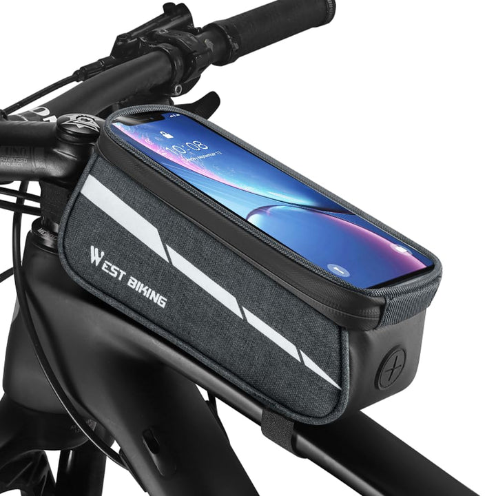 Fahrrad Rahmentasche Lenkertasche mit Handytasche, 1L Oberrohrtasche mit Touchscreen für Smartphone