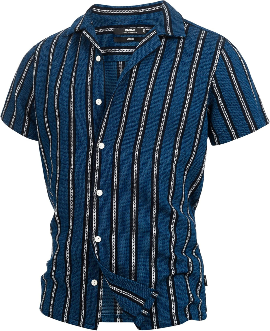 Indicode Herren INCosby Kurzarmhemd mit Button-Down-Kragen | Herrenhemd gestreift Kurzarm Hemd S Dar