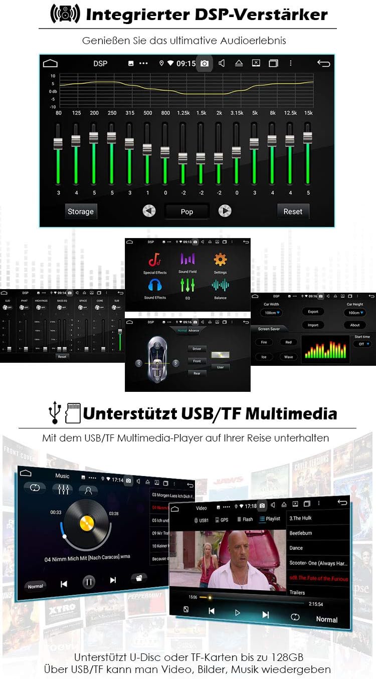 Erisin Android 10 9 Zoll 8-Kern Autoradio Mit GPS für BMW 5 Serie X5 E39 E53 M5 Unterstützt CarPlay