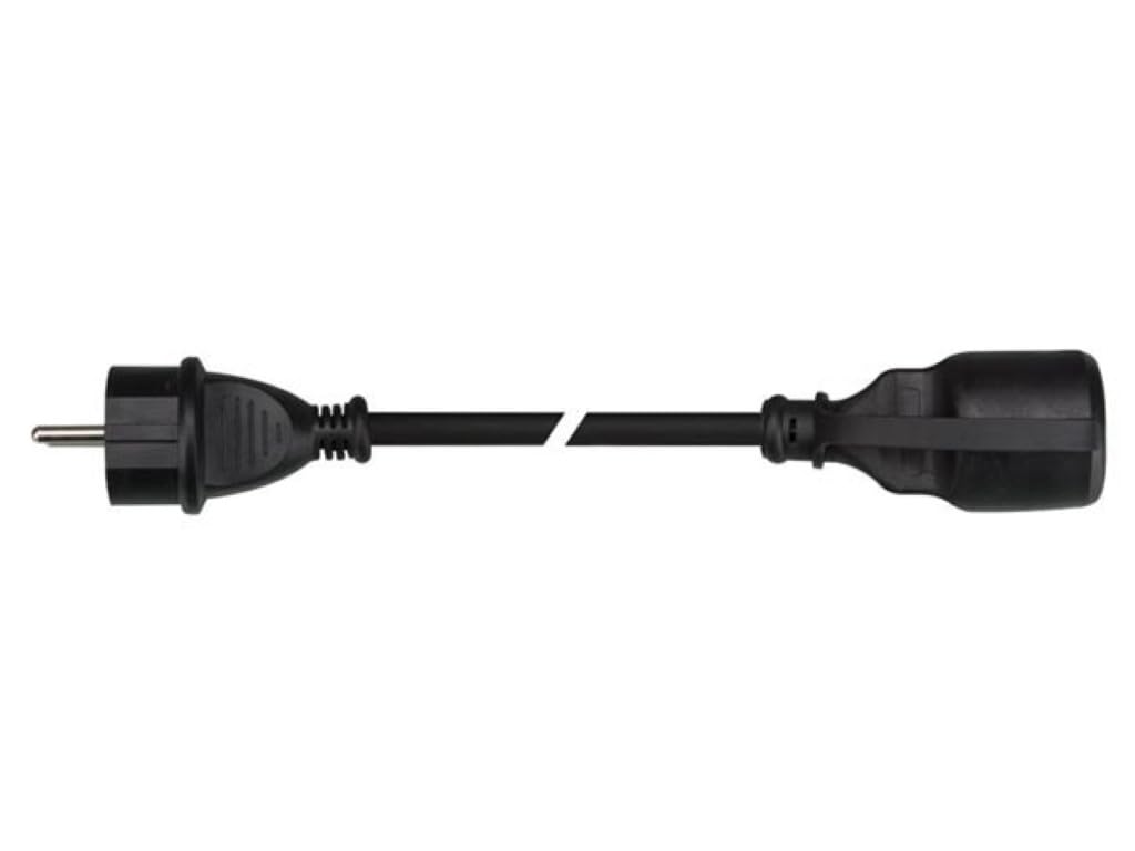 PEREL - EC05R15 Gummi Verlängerungskabel, Kabellänge 5 m, Schwarz 176604
